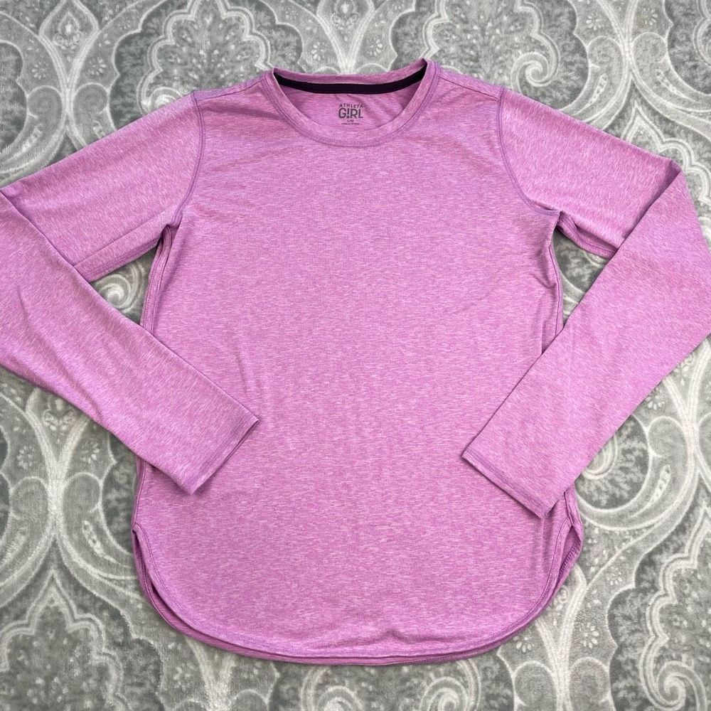 Girls' Heather Pink Long-Sleeve Active Top